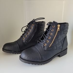 NEW Combat Lace Up Ankle Boots Black 7.5